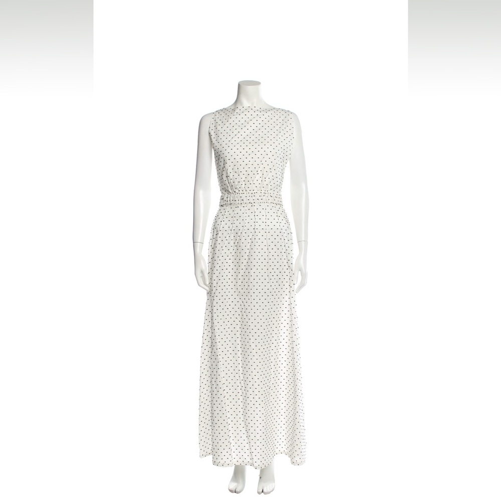 Matin Studio polka dot, backless maxi dress.